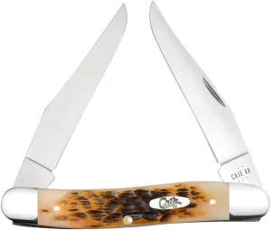 Case XX Pocket Knife AMBER BONE PEACH SEED JIG MUSKRAT Item #10798 - MUSKRAT SS - Length Closed: 3 7/8Inches