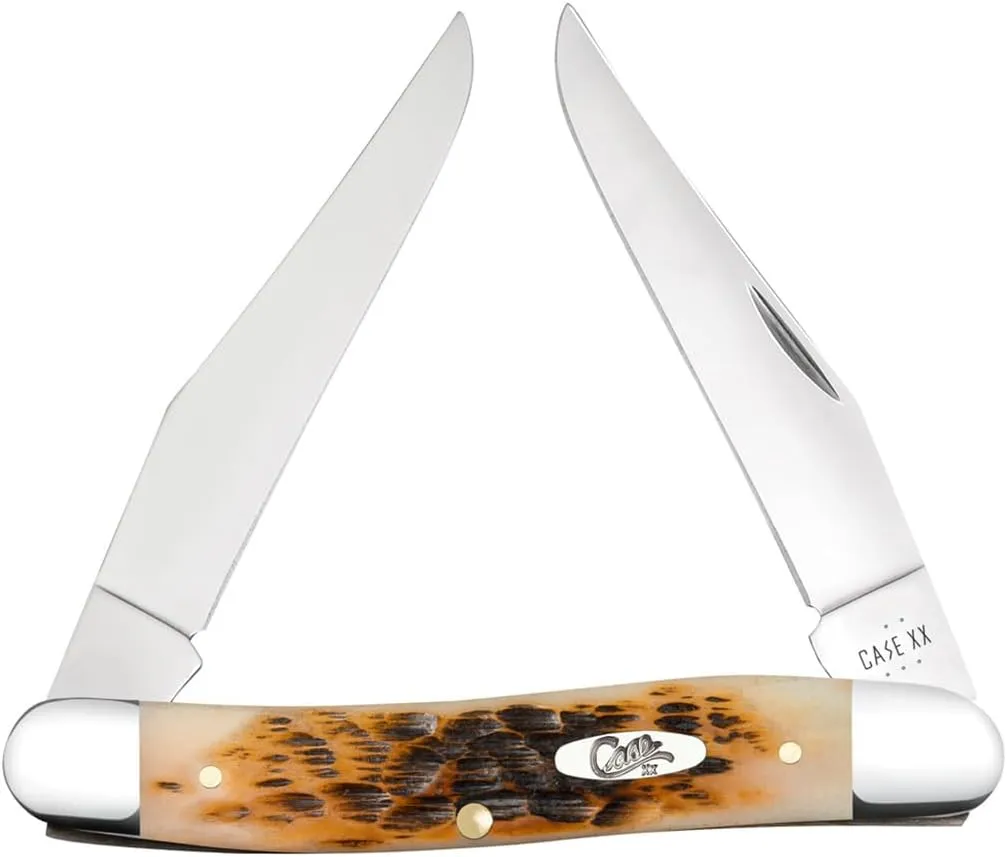 Case XX Pocket Knife AMBER BONE PEACH SEED JIG MUSKRAT Item #10798 - MUSKRAT SS - Length Closed: 3 7/8Inches