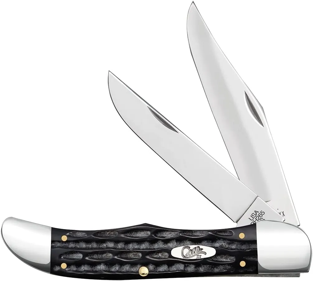 Case XX WR POCKET KNIFE JIGGED BUFFALO HORN FOLDING HUNTER W/SHEATH, ITEM 65030, LENGTH CLOSED 5 1/4 INCH (BH265 SS)