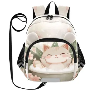 Cat Flower Bath Toddler Harness Backpack for Boys Girls 3-6 Years Kids Backpack with Anti Lost Safety Leash Baby Travel Bag for Preschool Travel Walking