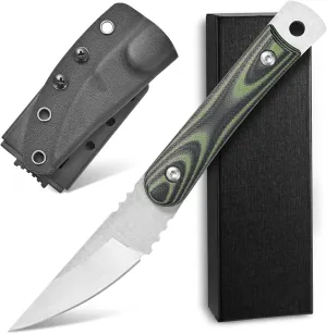 Ccanku C1390 Fixed Blade Knifes 7.3-Inch Outdoor Survival Tools D2 Blade Steel & G10 Handle with Kydex Sheaths Clip for Outdoor Activities, Camping, Bushcraft and Hunting(Silver)