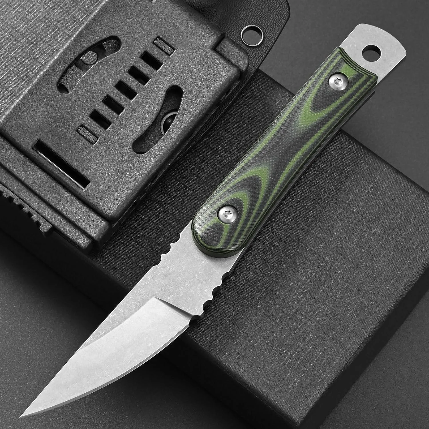 Ccanku C1390 Fixed Blade Knifes 7.3-Inch Outdoor Survival Tools D2 Blade Steel & G10 Handle with Kydex Sheaths Clip for Outdoor Activities, Camping, Bushcraft and Hunting(Silver)