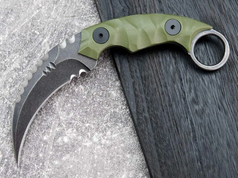 Ccanku C1691 Fixed Blade Knife D2 Steel G10 Handle 4 Inches,Outdoor Survival Claw Teeth Knife,Camping EDC Tools, Kydex Sheaths … …