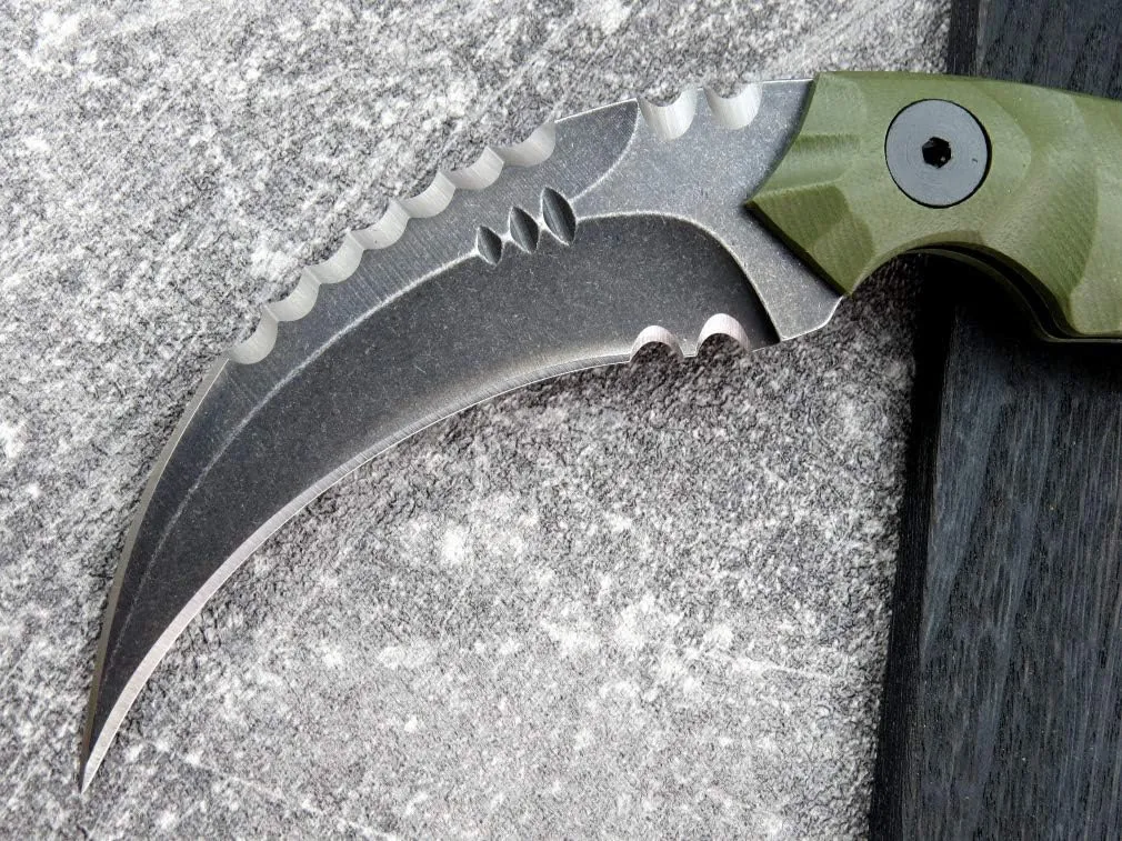 Ccanku C1691 Fixed Blade Knife D2 Steel G10 Handle 4 Inches,Outdoor Survival Claw Teeth Knife,Camping EDC Tools, Kydex Sheaths … …