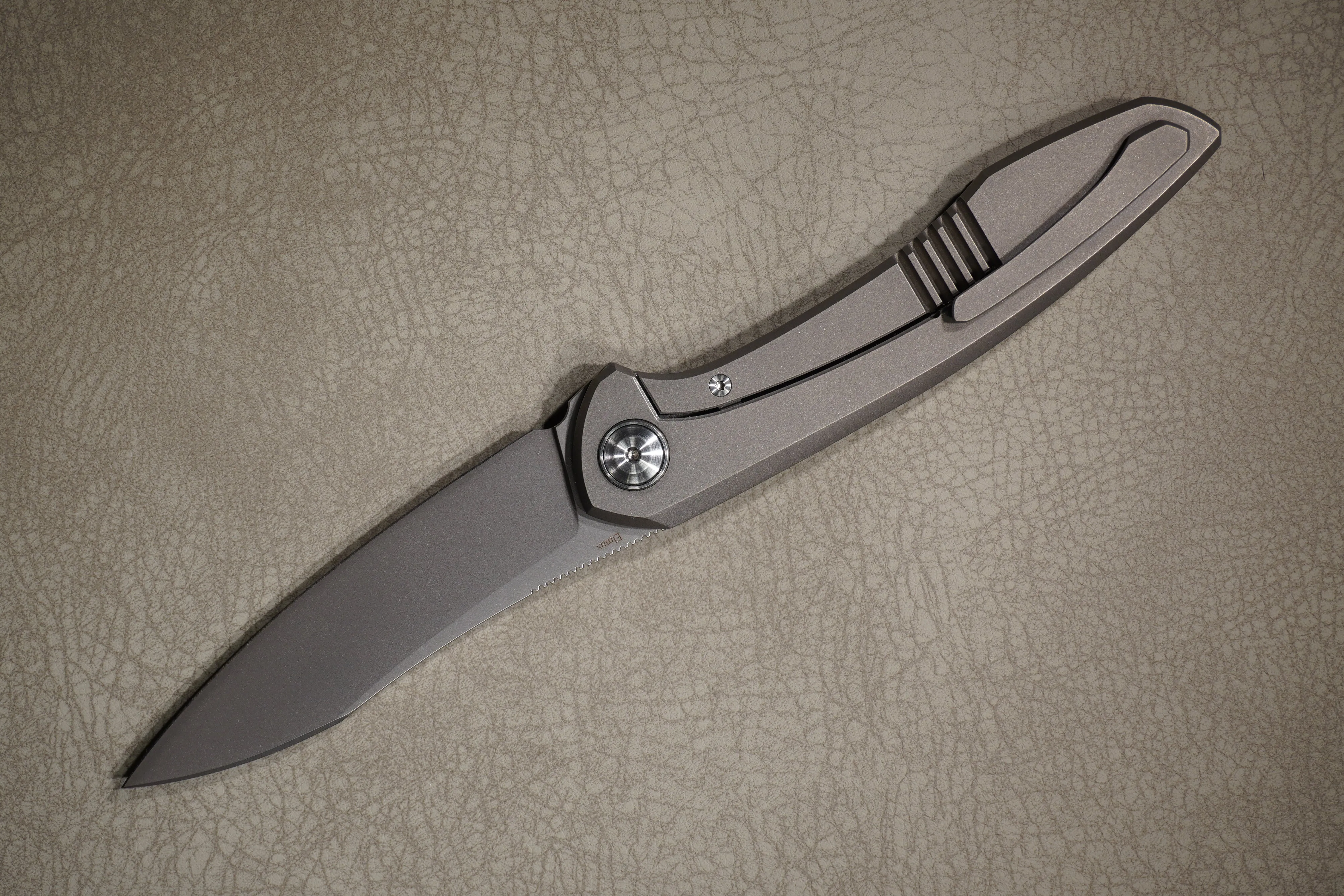 Cheburkov Knife Russian, Steel Elmax, Handle Gray Titanium