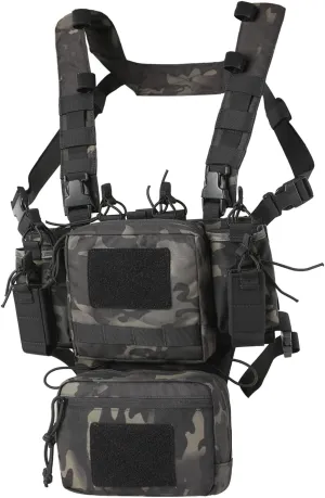 Chest Rig-Tactical Chest Rig, Adjustable & Detachable Molle Micro Chest Rigs, with 5.56/7.62 Magazine Pouch