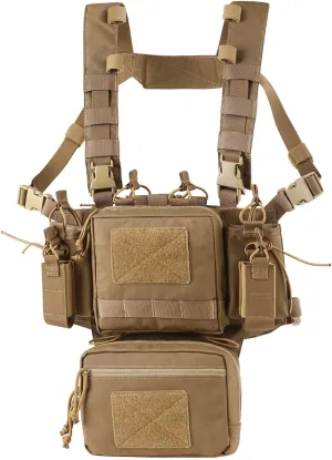 Chest Rig-Tactical Chest Rig, Adjustable & Detachable Molle Micro Chest Rigs, with 5.56/7.62 Magazine Pouch