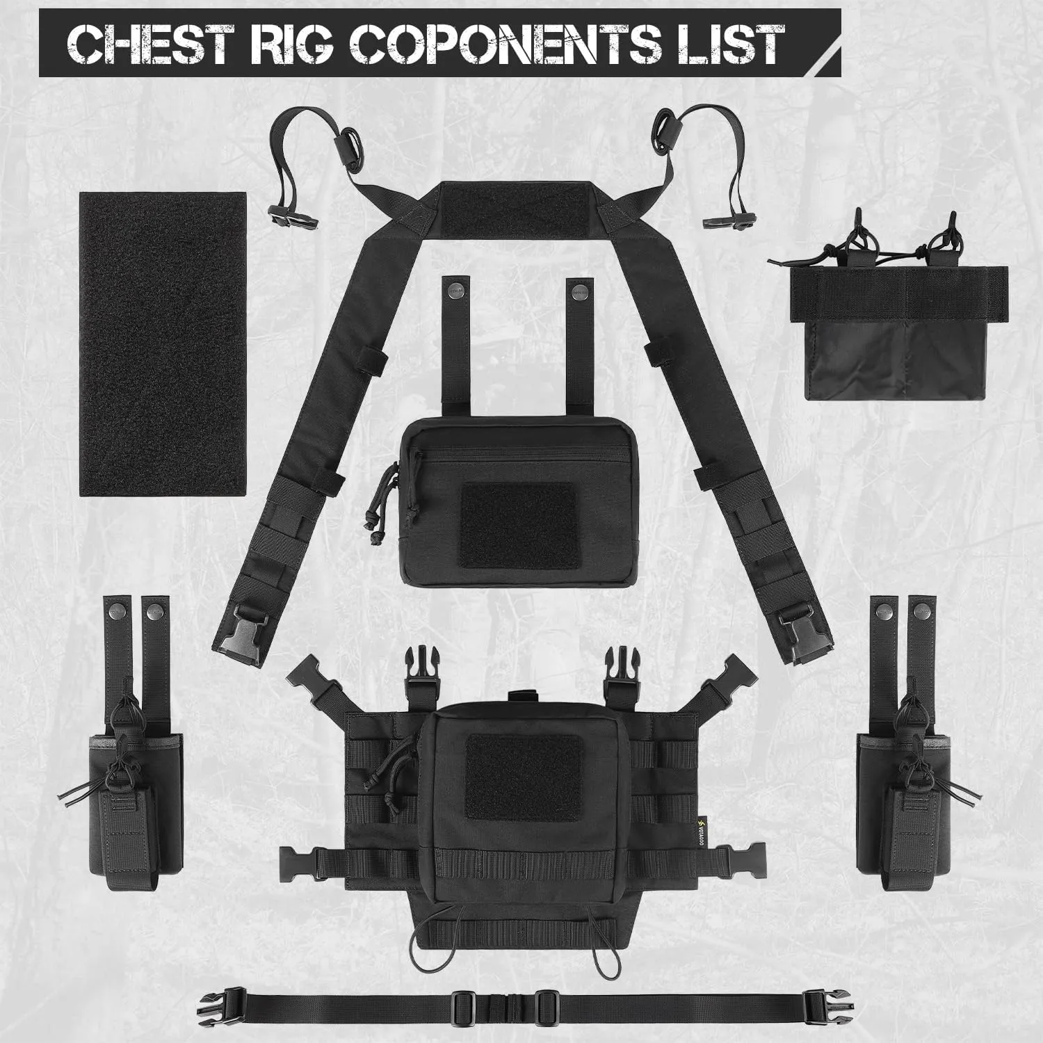 Chest Rig-Tactical Chest Rig, Adjustable & Detachable Molle Micro Chest Rigs, with 5.56/7.62 Magazine Pouch