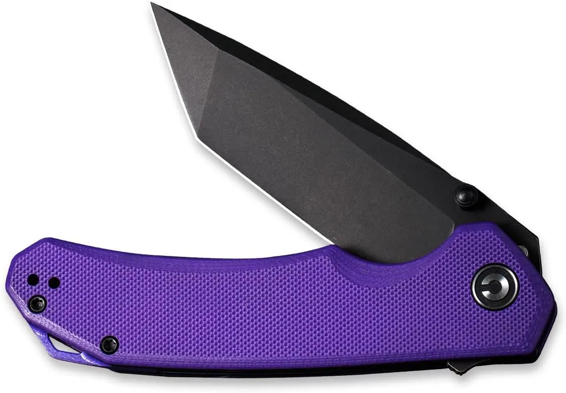 CIVIVI Brazen Folding Pocket Knife,3.5-Inch Tanto D2 Plain Blade,G-10 Outdoor Camping Hiking Knife with Thumb Studs and Flipper Opener,Unique Tool Gift for EDC Men Women C2023D