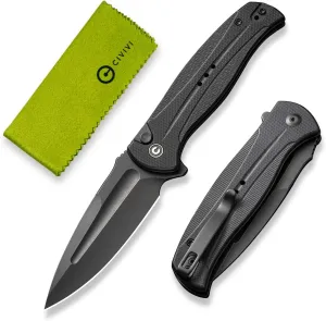 CIVIVI Incindie Pocket Knife for Men, Folding Knife with 3.48" 14C28N Blade Milled G10 Handle for EDC C23053-1 (Black)