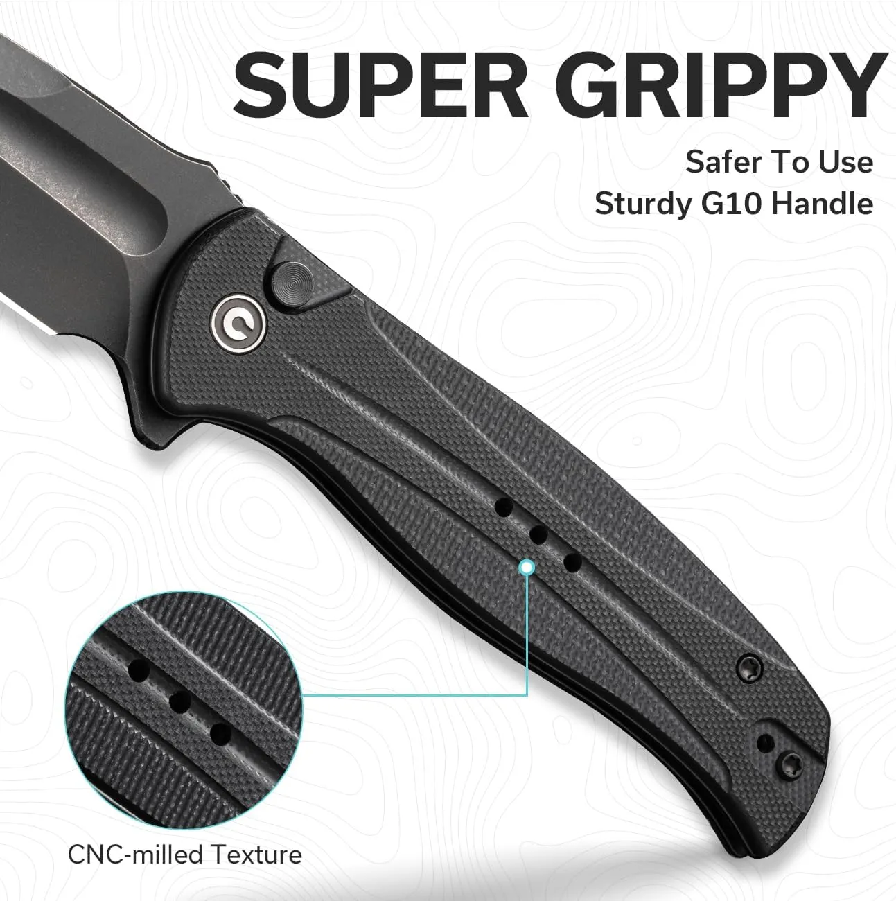 CIVIVI Incindie Pocket Knife for Men, Folding Knife with 3.48" 14C28N Blade Milled G10 Handle for EDC C23053-1 (Black)