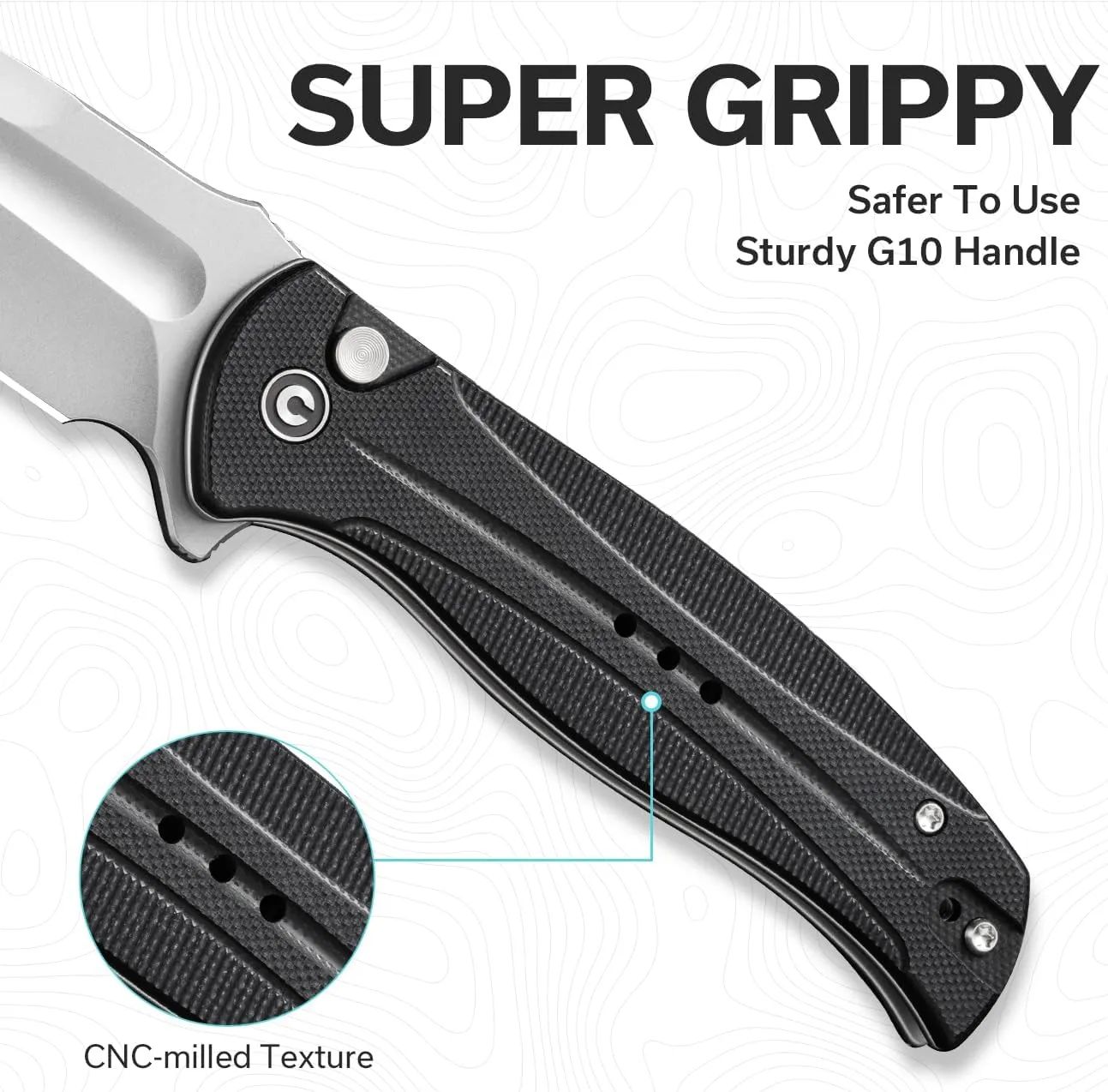 CIVIVI Incindie Pocket Knife for Men, Folding Knife with 3.48" 14C28N Blade Milled G10 Handle for EDC C23053-3 (Black)
