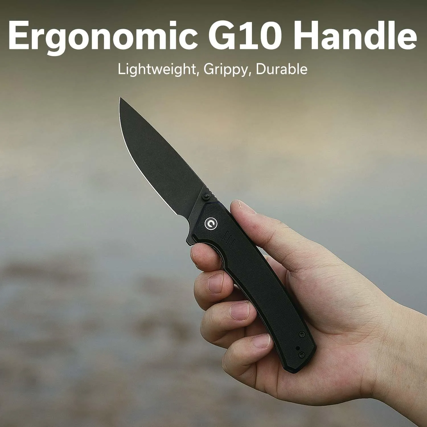 CIVIVI Merit Pocket Knife, Folding Knife with 3.28" 14C28N Blade G10 Handle, Lightweight EDC Knife with Reversible Pocket Clip for Camping Hiking Indoor & Outdoor, C24012-1, Black