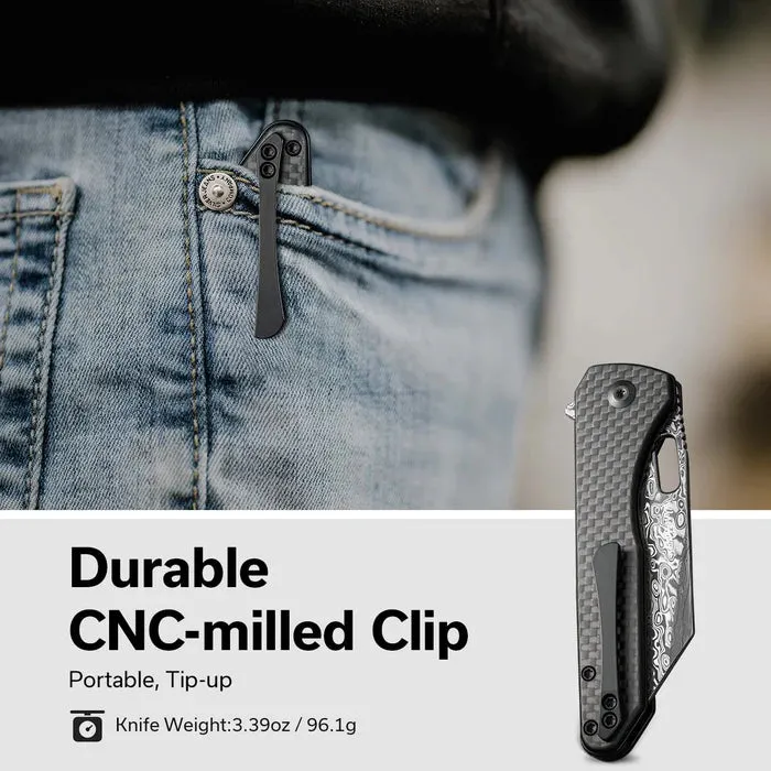CIVIVI Nugz Flipper & Thumb Hole Carbon Fiber & Damascus Blade
