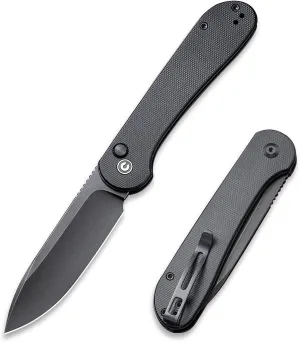 CIVIVI Pocket Folding Knife with 3.47" 14C28N Blade G10 Handle, Button Lock Elementum Knife for EDC C2103A (Black)