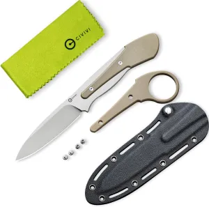 CIVIVI Varius Fixed Blade Knife with a Kydex Sheath, a Finger Ring and Conventional Handle, Full Tang Knife with 3.26" D2 Blade G10 Handle for Men Women C22009D-2