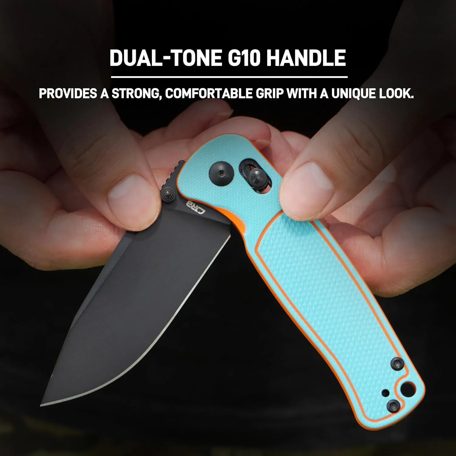 CJRB Shale Folding Pocket Knife, 3.15'' AR-RPM9 Steel Black PVD Blade Dual-tone G10 Handle Folding Knife with Clip, EDC Knife for Men Women, Sharp Camping Hiking Survival Knives J1943 Blue and Orange
