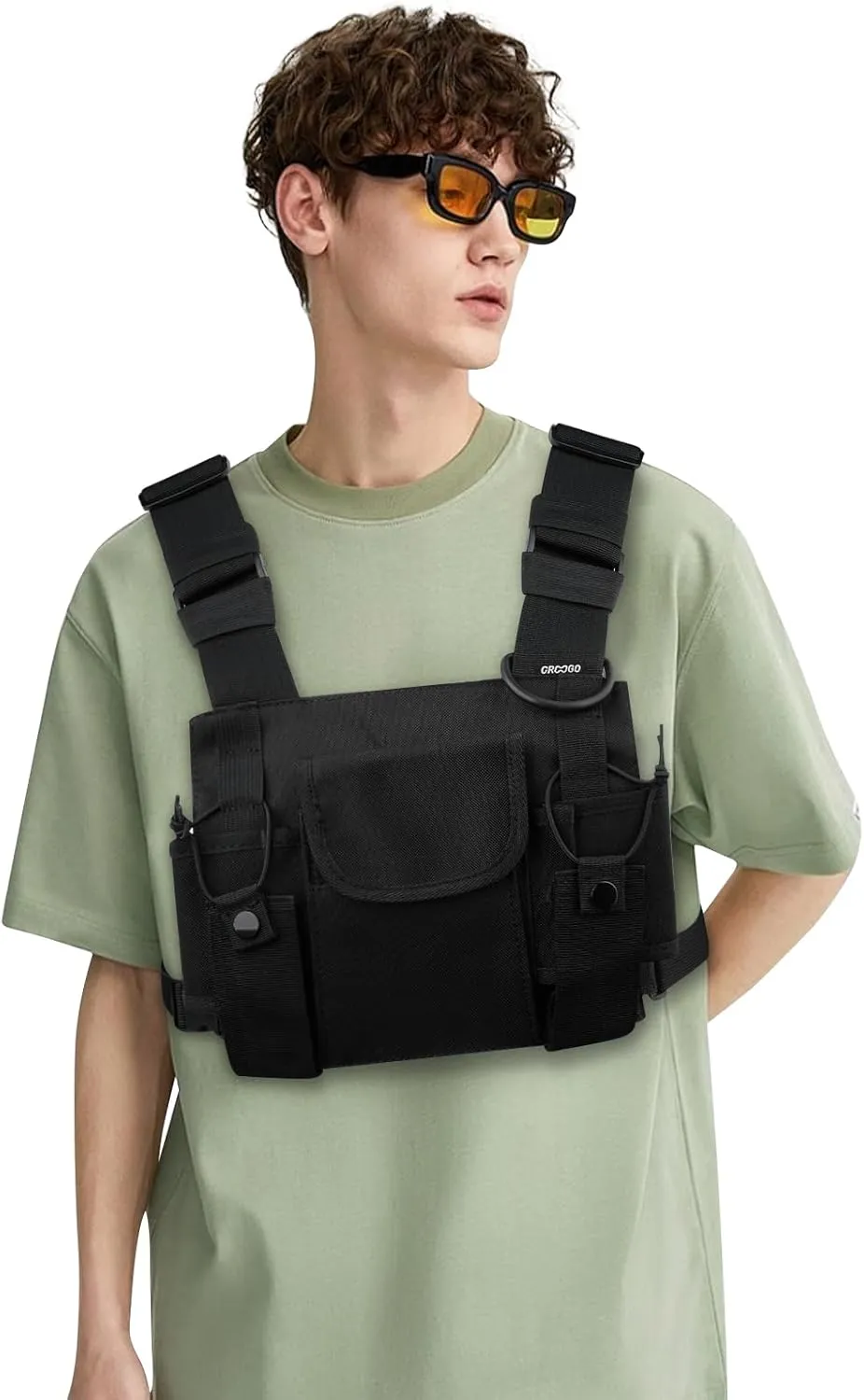 Clakllie Tactical Chest Bag Radio Vest Bag Chest Rig Bag Shoulder Chest Harness Backpack Two Way Radio Walkie Talkie Bags