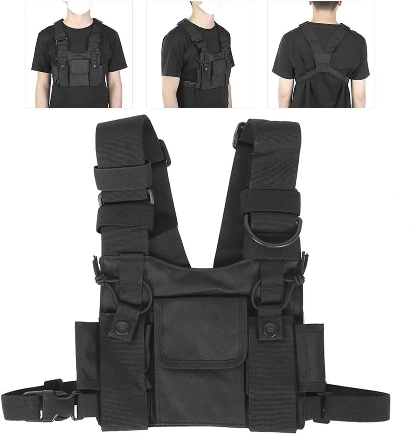 Clakllie Tactical Chest Bag Radio Vest Bag Chest Rig Bag Shoulder Chest Harness Backpack Two Way Radio Walkie Talkie Bags