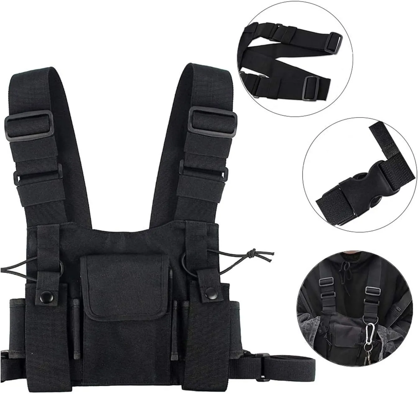 Clakllie Tactical Chest Bag Radio Vest Bag Chest Rig Bag Shoulder Chest Harness Backpack Two Way Radio Walkie Talkie Bags