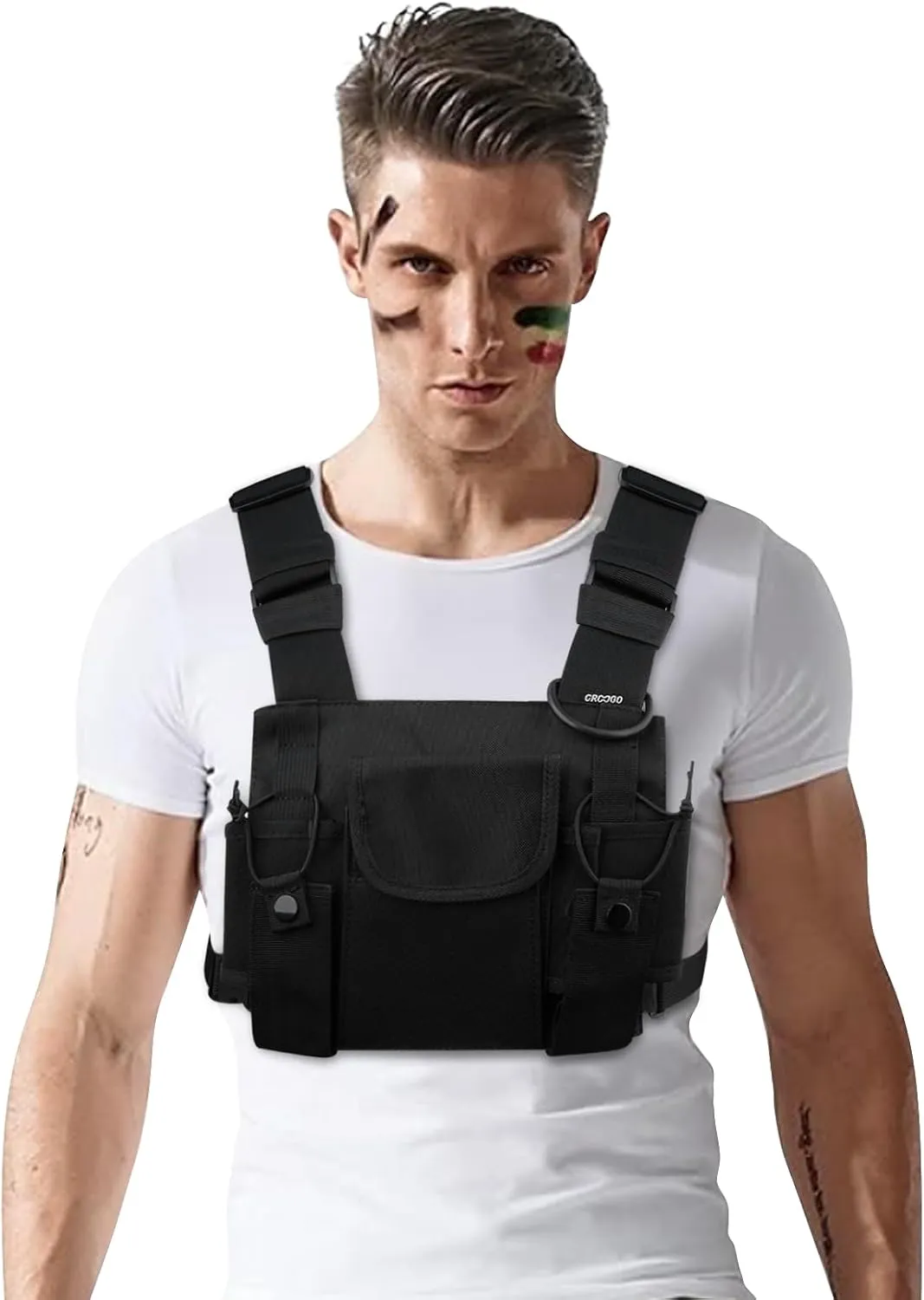 Clakllie Tactical Chest Bag Radio Vest Bag Chest Rig Bag Shoulder Chest Harness Backpack Two Way Radio Walkie Talkie Bags