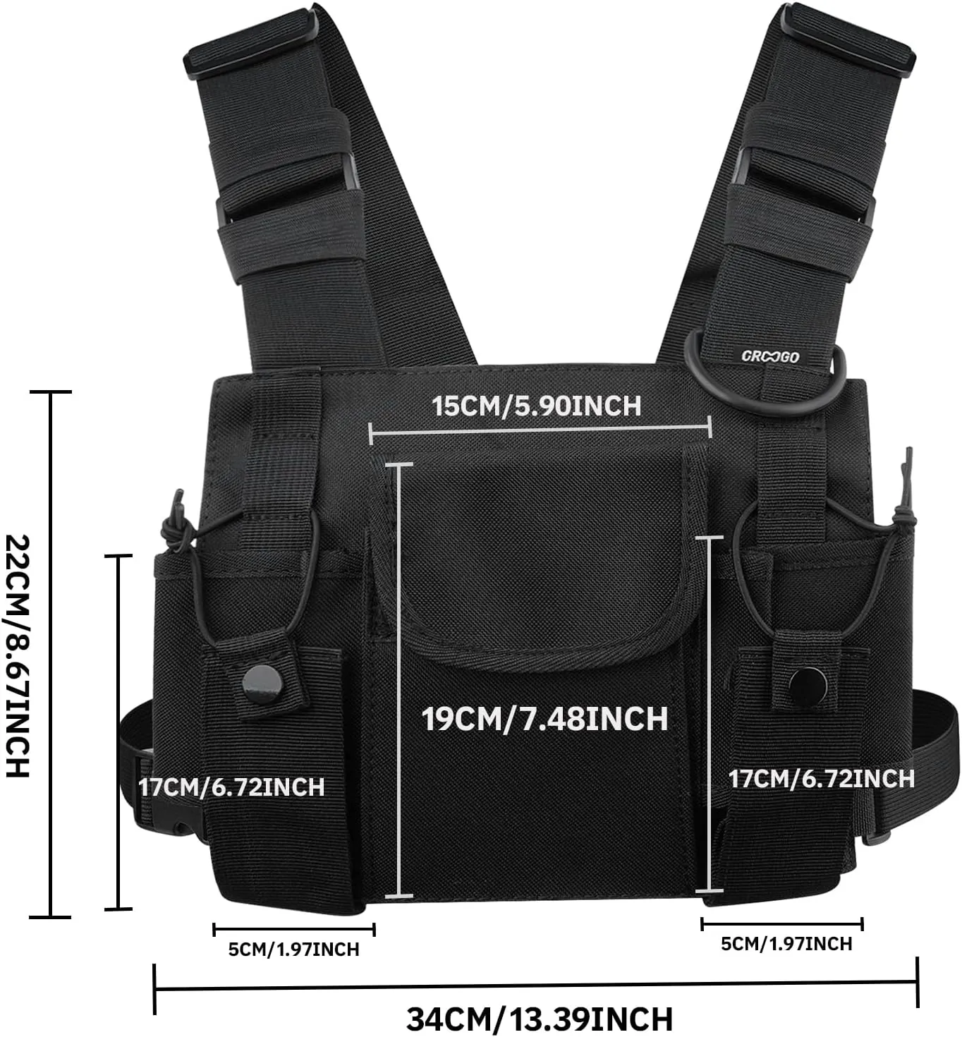 Clakllie Tactical Chest Bag Radio Vest Bag Chest Rig Bag Shoulder Chest Harness Backpack Two Way Radio Walkie Talkie Bags