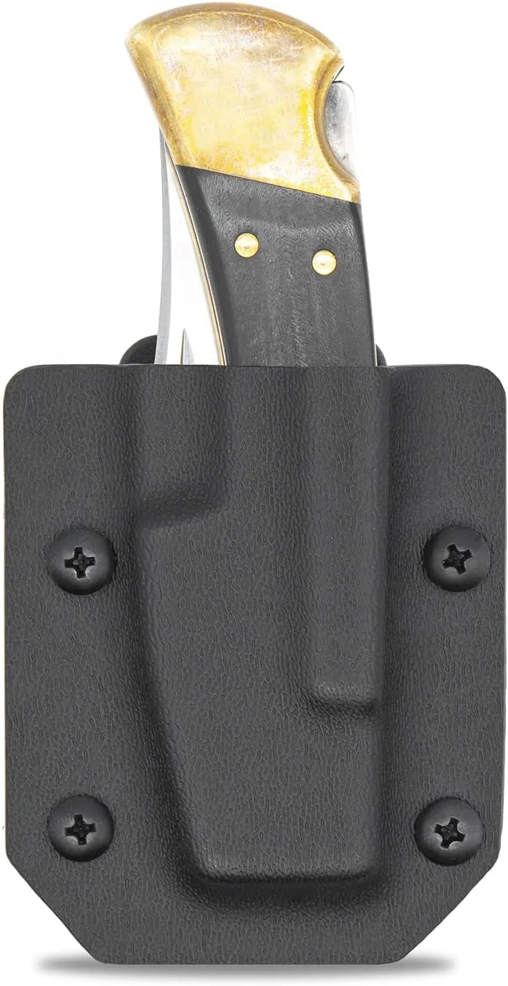 Clip & Carry Kydex Sheath for the Buck 110 & Buck 112 Folding Pocket Knife - Made in USA - Belt Holster Case - Black