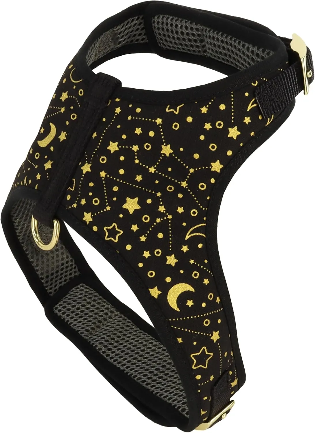 Coastal Pet Accent Metallic Adjustable Dog Harness - Adjustable Fit for Comfort with Secure Metal Buckle - Durable & Lightweight Dog Harness - Bright Black Galaxy, Small - 5/8" x 16"-20"