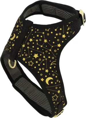Coastal Pet Accent Metallic Adjustable Dog Harness - Adjustable Fit for Comfort with Secure Metal Buckle - Durable & Lightweight Dog Harness - Bright Black Galaxy, Small - 5/8" x 16"-20"
