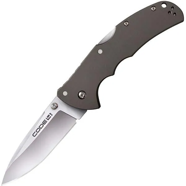 Code 4, Aluminum Handle, Satin Spear Point Plain w-Clip