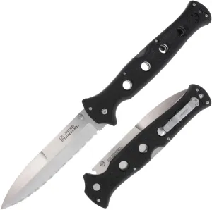 COLD STEEL Counter Point XL 6" AUS10A Serrated Edge Blade 7.125" Griv-Ex Handle Tactical Narrow Blade Folding Knife w/Tri-Ad Lock