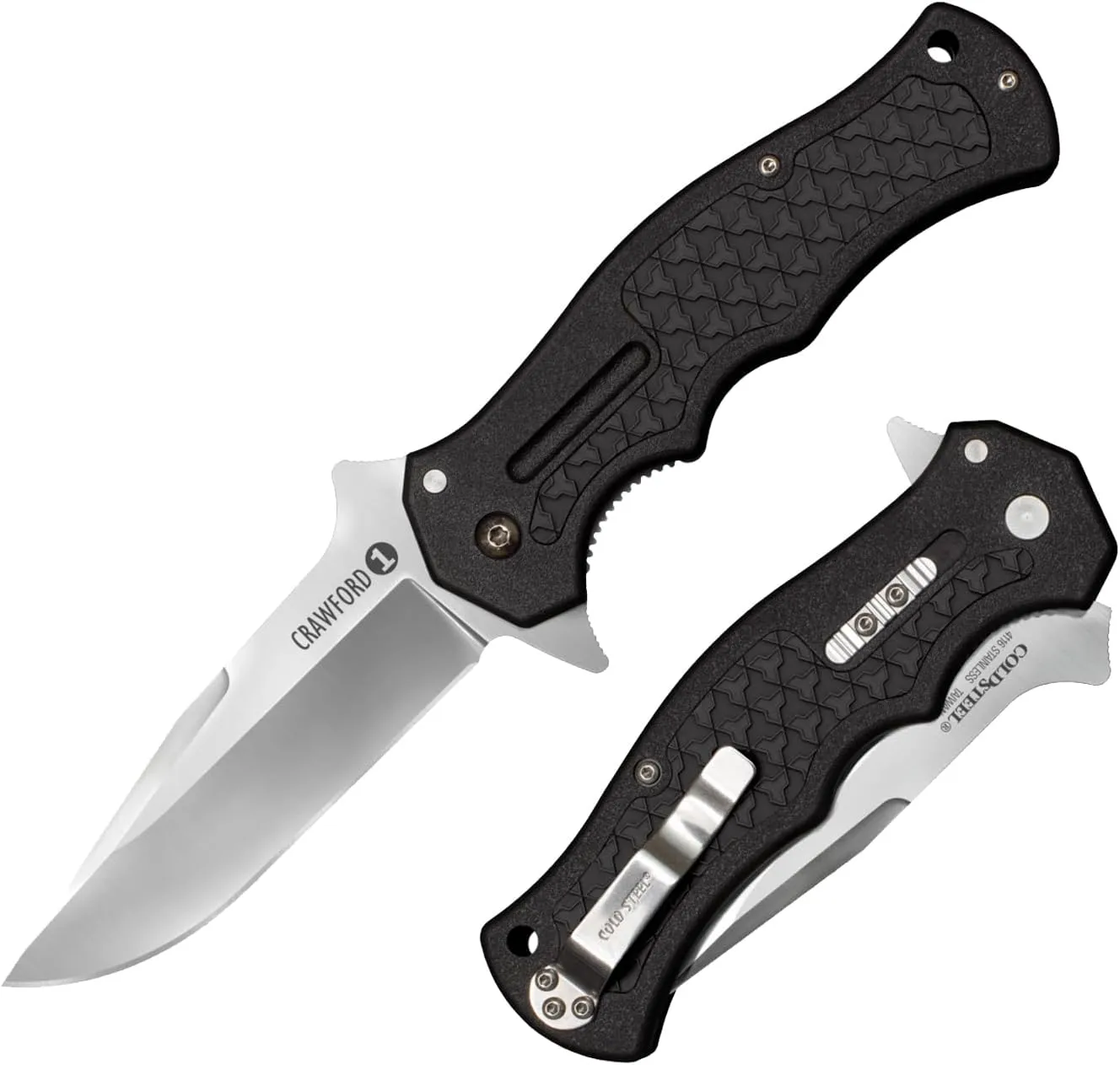 Cold Steel Crawford Model 1 3.5" 4034SS Clip Point Blade 4.875" Zy-Ex Handle Tactical Folding Knife with Spring Leaf Lock