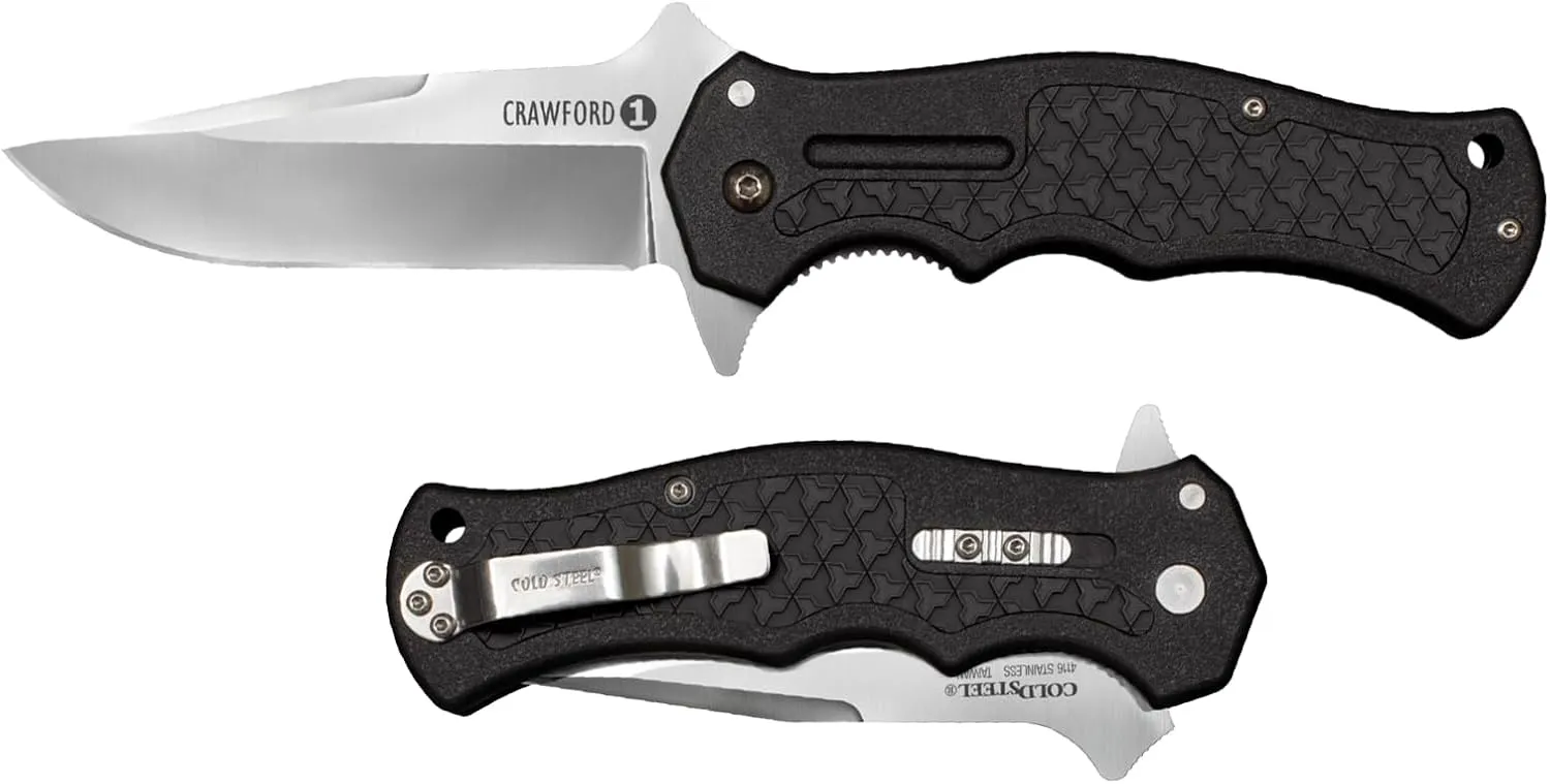 Cold Steel Crawford Model 1 3.5" 4034SS Clip Point Blade 4.875" Zy-Ex Handle Tactical Folding Knife with Spring Leaf Lock