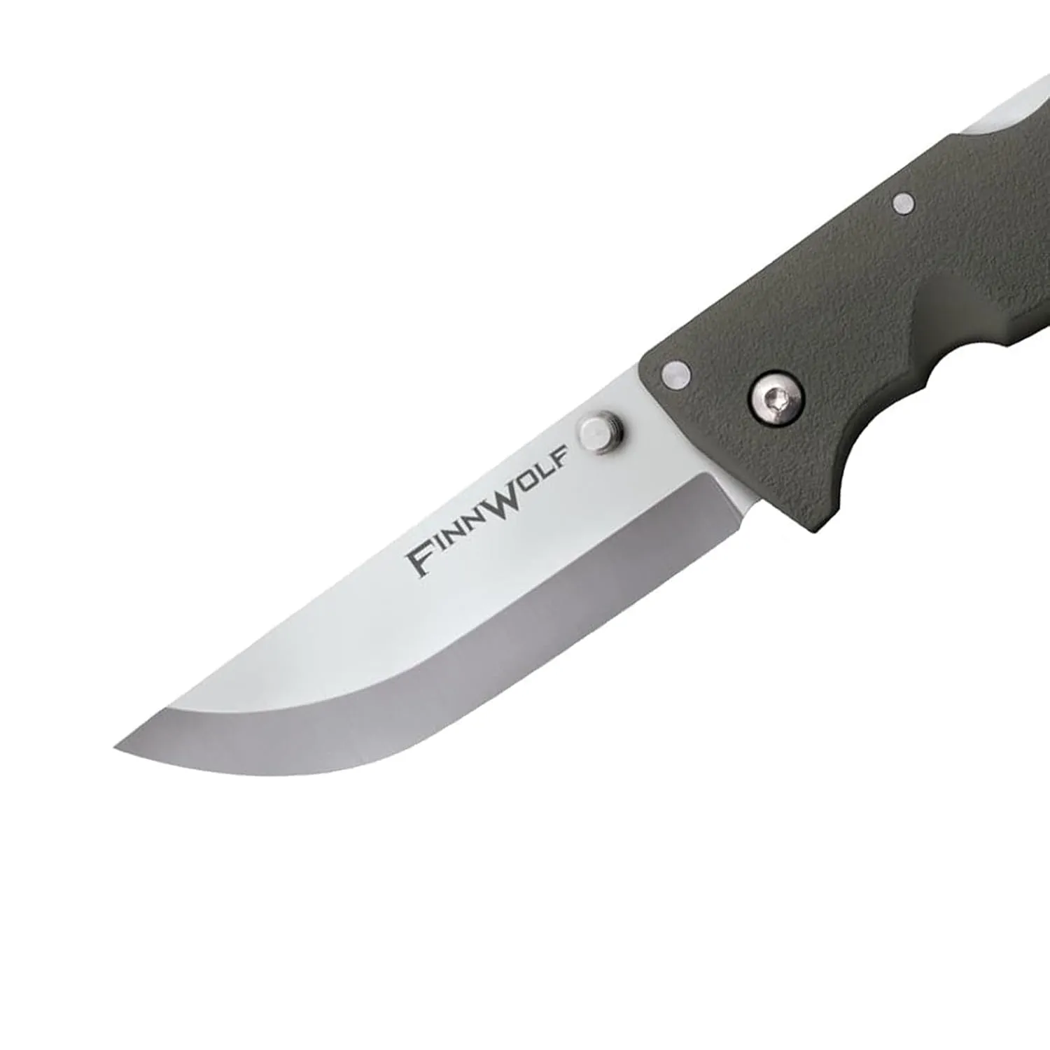 Cold Steel Finn Wolf 3.5in AUS8A Razor-Sharp Straight Back Blade 4.375in Griv-Ex OD Green Handle Hunting Folding Knife, Blister Pack