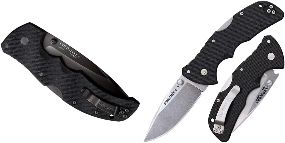 Cold Steel Recon 1 Series Tactical Folding Knife with Tri-Ad Lock and Pocket Clip Mini Recon 1 Spear Point Folding Knife