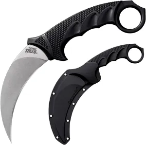 COLD STEEL Steel Tiger 4.75" Japanese AUS8A Stainless Steel w/ Stonewashed Finish Karambit Shape Fixed Blade Tactical Hunting Knife, Griv-Ex & Kray-Ex Handle, Secure-Ex Sheath