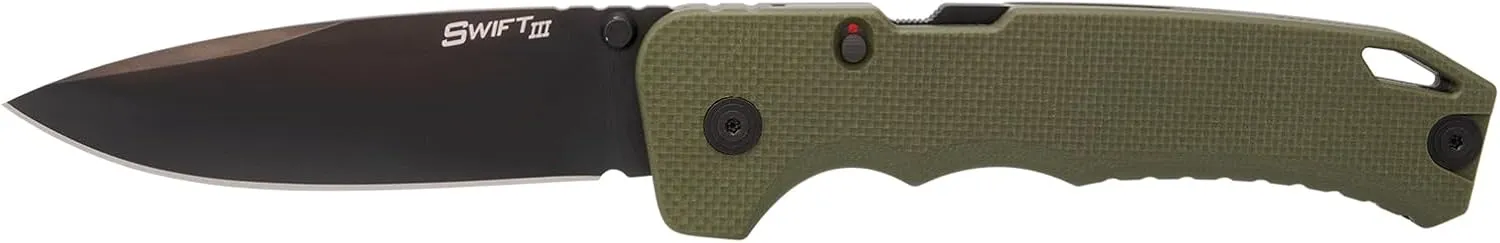 Cold Steel Swift III 4" M4 Steel Drop Point Blade G10 Handle Everyday Carry Outdoor Hunting Tactical Resistant Folding Pocket Knife with Atlas Lock, Belt Clip & Ambidextrous Pocket