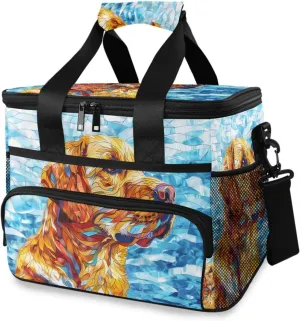 Colored Labrador Dog Clip Art Cooler Bag Insulated Cooler Soft Sided Cooler 24 Can Portable Picnic Bag Large Leakproof Lunch Bag Box for Beach Grocery Camping Travel Car Men Women