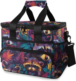 Colorful Raccoons Cooler Bag Insulated Cooler Soft Sided Cooler 24 Can Portable Picnic Bag Large Leakproof Lunch Bag Box for Beach Grocery Camping Travel Car Men Women