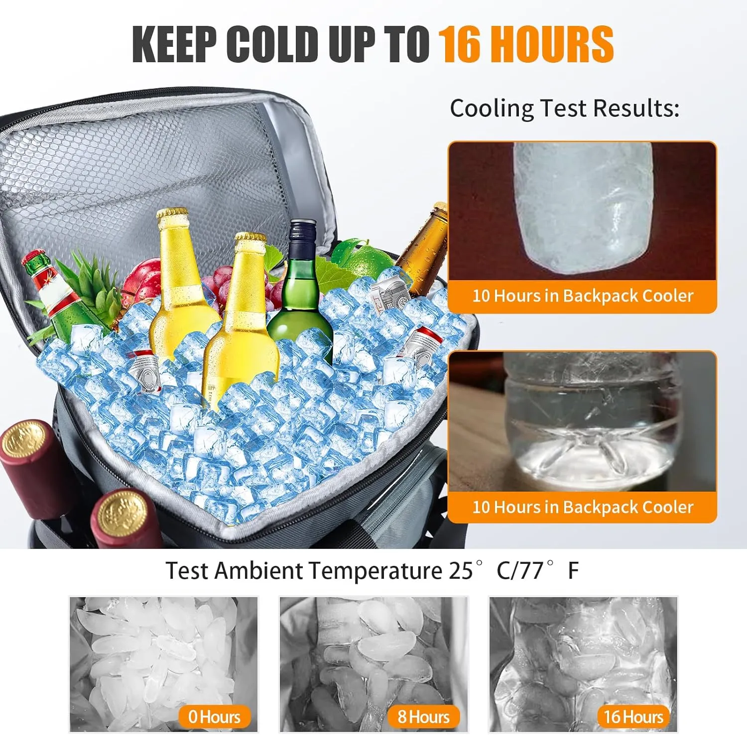Cooler Backpack, AYAMAYA 24 Cans Insulated Lunch Backpack Cooler Leakproof, Keeps Hot/Cold for Up to 16 Hours, Lightweight Waterproof Beach Travel Camping Cooler Bag for Men and Women