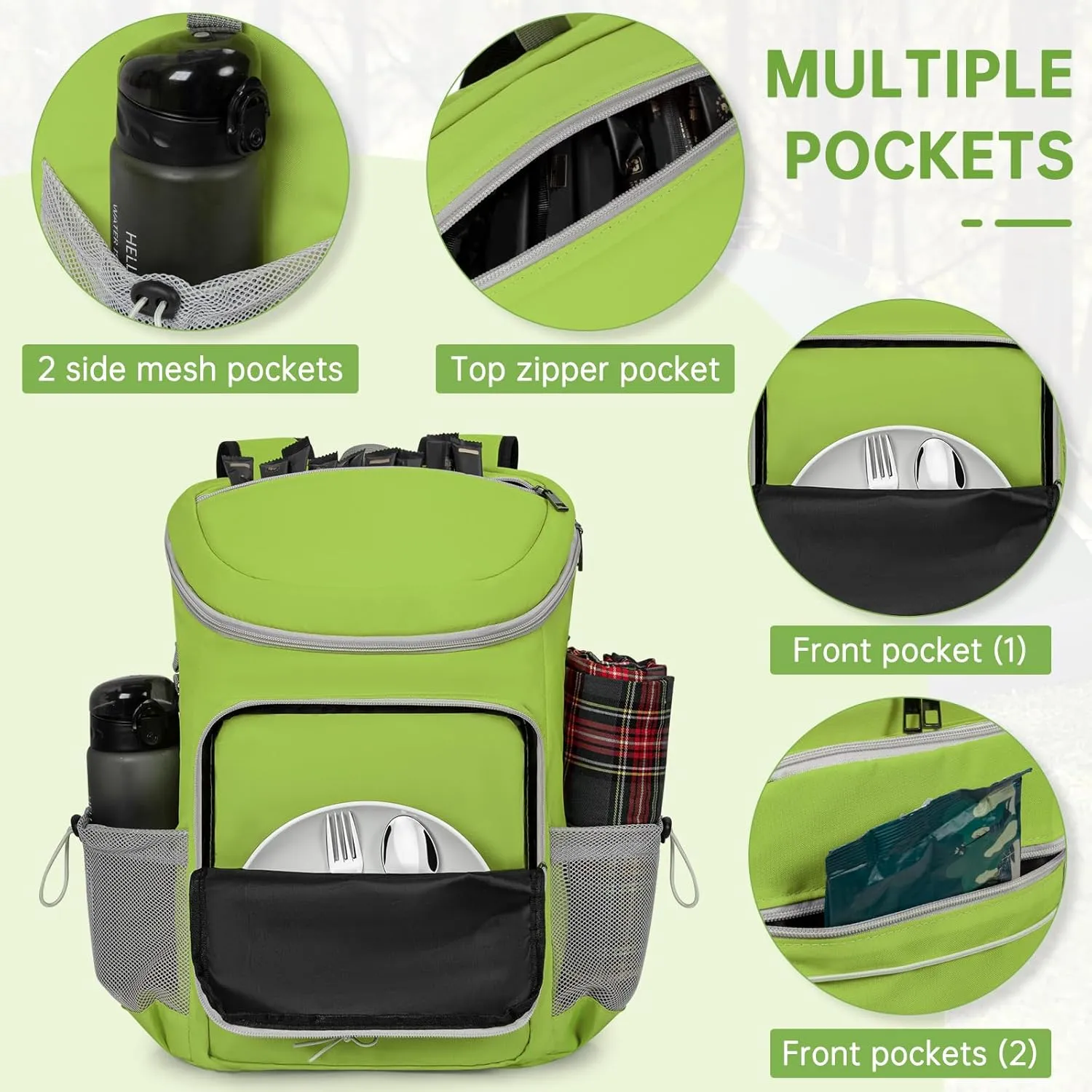 Cooler Backpack, Lightweight Insulated Cooler Backpack Leakproof for 30 Can Drinks (330ml), Insulated Soft Camping Cooler, Beach Cooler, Portable Cooler Backpack for Travel Hiking