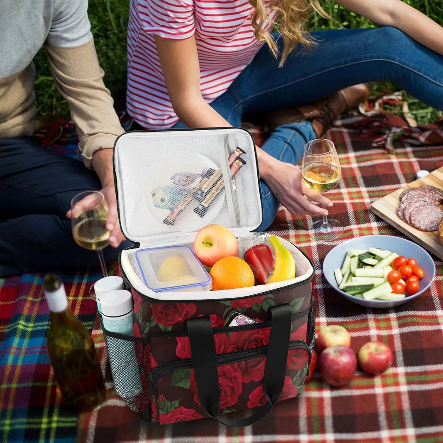 Cooler Bag Insulated Picnic Bag Large Lunch Box Reusable Tote Bag Soft Sided Portable Beach Cooler Grocery Camping