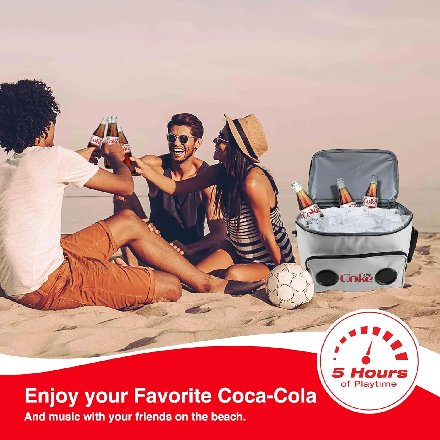 Cooler Bag with Built-in Bluetooth Stereo Speakers, Multi-Zipped Pockets, 24 Can Capacity, Adjustable Shoulder Strap, 12 Hours of Insulated Cooling and Freshness, for Camping, Fishing, Beach