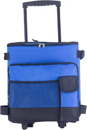 Cooler with Wheels, Rolling Cooler, 43L Cooler with Wheels and Pull Collapsible Rolling Cooler Multi-Pocket Insulated Cooler for Summer Beach Camping, Large Cooler