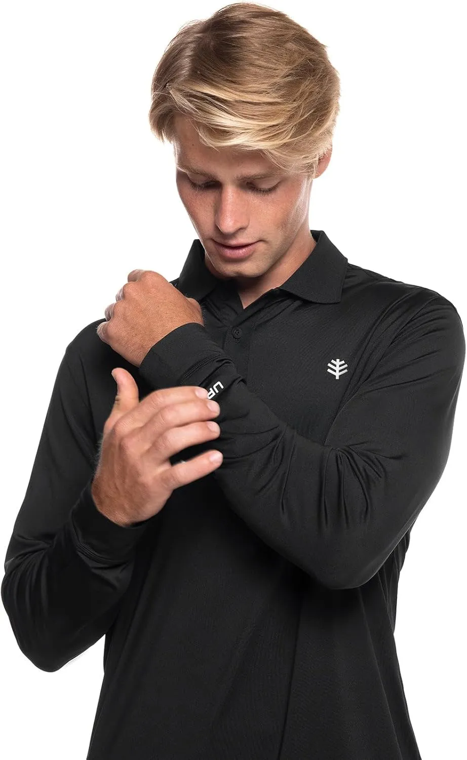 Coolibar UPF 50  Men's Erodym Long Sleeve Golf Polo - Sun Protective