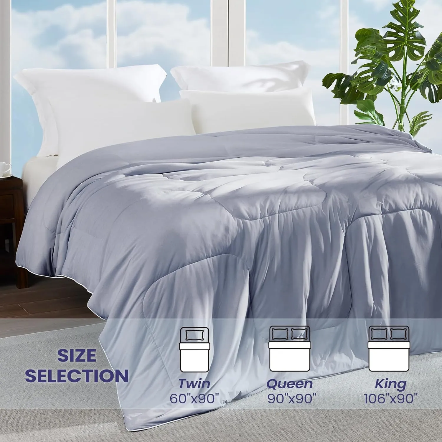 Cooling Comforter King Size, Cooling Blankets for Hot Sleepers, Lightweight Comforter 106" x 90", Dark Grey