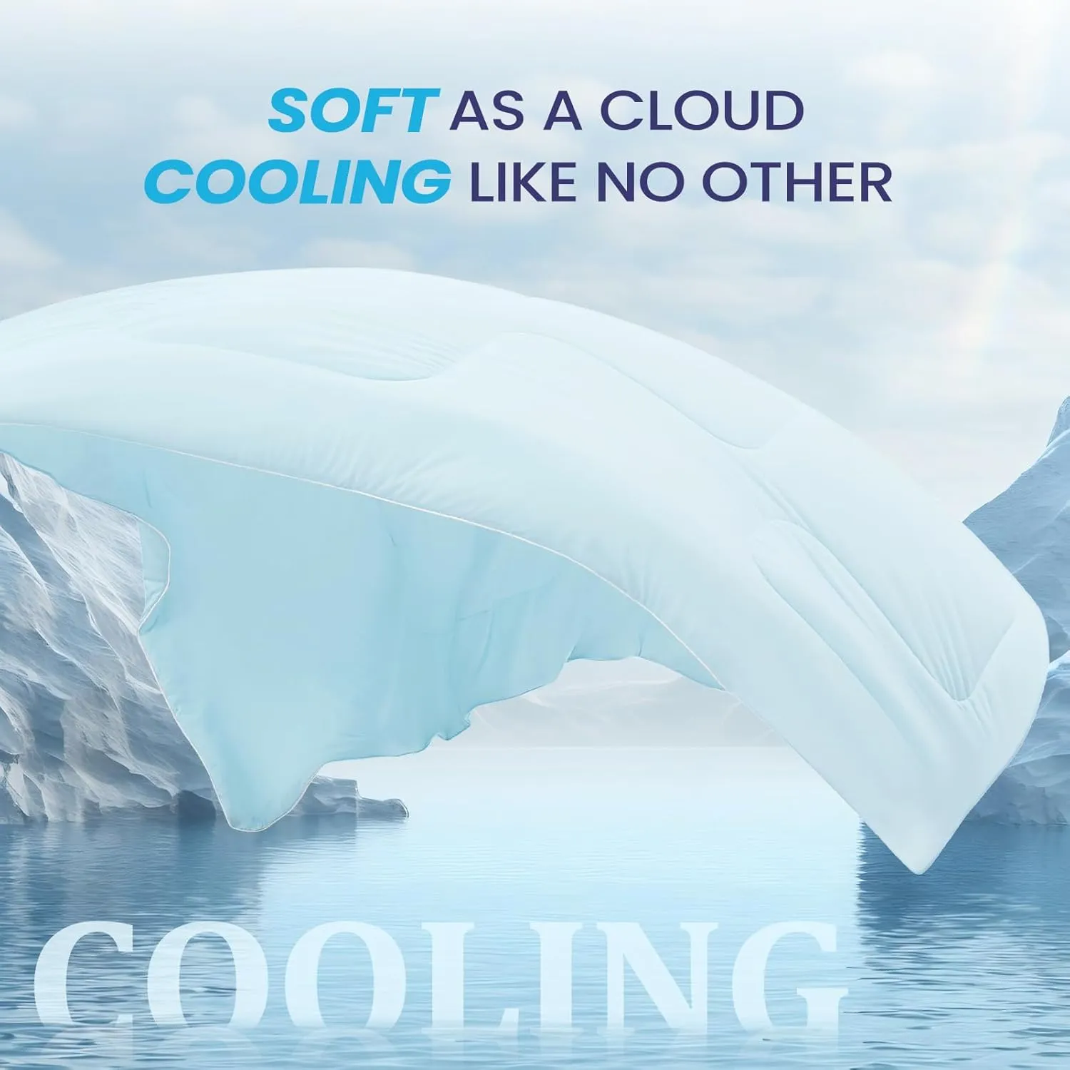 Cooling Comforter King Size, Cooling Blankets for Hot Sleepers, Lightweight Comforter 106" x 90", Light Blue