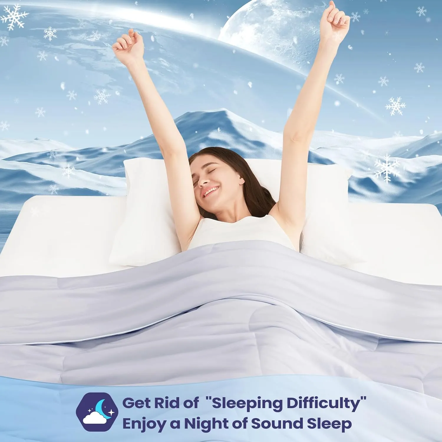 Cooling Comforter Queen Size 90" x 90", Cooling Blankets for Hot Sleepers, Lightweight Comforter for Summer, Lilac
