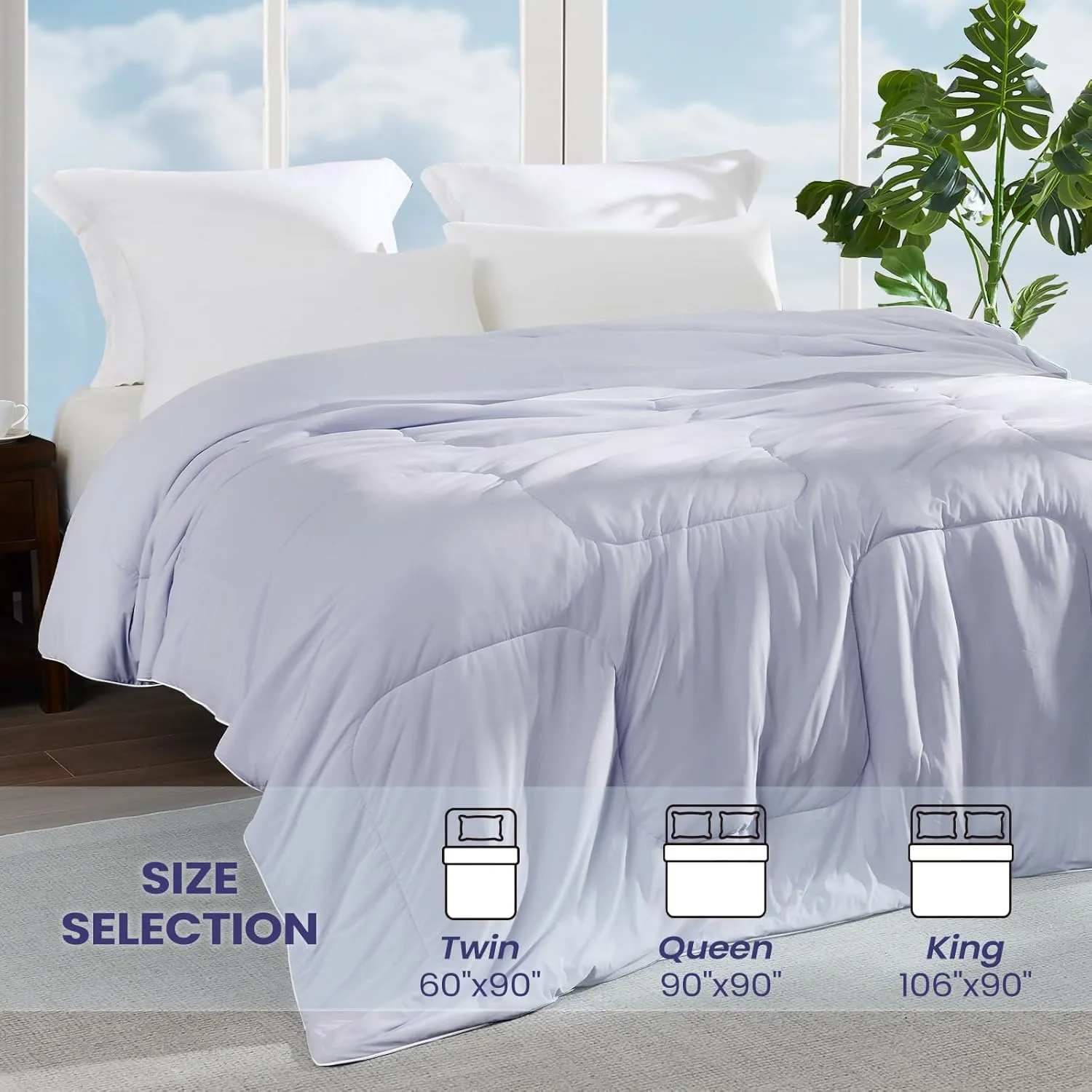 Cooling Comforter Queen Size 90" x 90", Cooling Blankets for Hot Sleepers, Lightweight Comforter for Summer, Lilac
