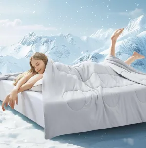 Cooling Comforter Twin/Twin XL Size, All Season Blanket for Hot Sleepers, Lightweight Comforter for Night Sweats, Double-Sided Cooling Bedding for Bed, Sofa, Office, Camping (Light Gray,68"*80")